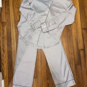 Matouk Light Gray Button-Up Pantsuit